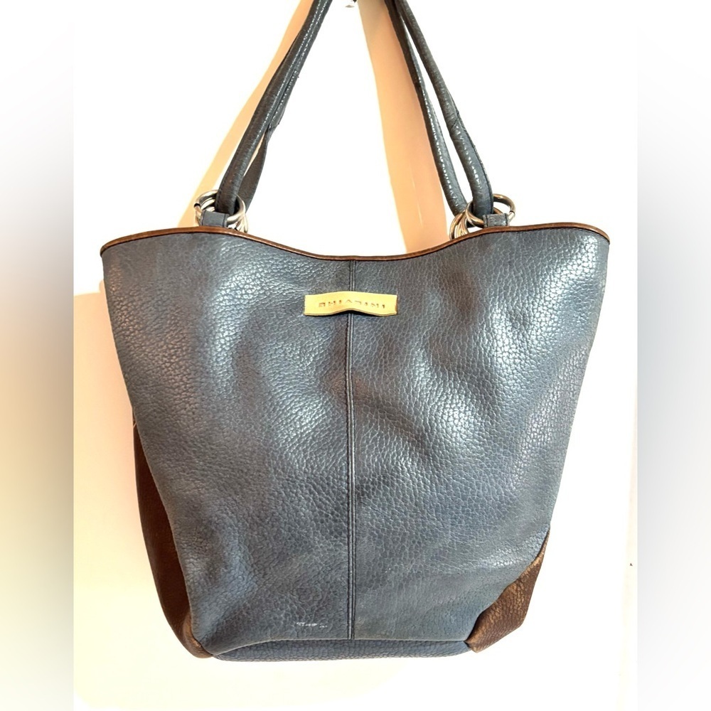 Chiarini  vintage blue and Brown Leather distressed Tote Bag